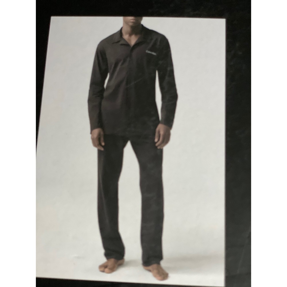 Calvin Klein Mens Sleepwear Set Navy Blue Cotton Modal Button Down Pajamas M NWT